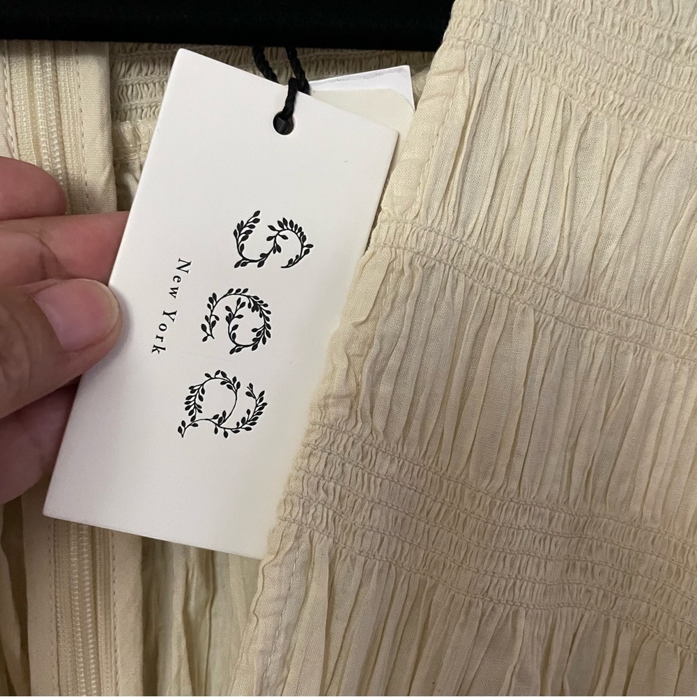 SEA NY Marley Pleated Smocked Mini Dress Cream Women's Sz 6 NWT - Picture 10 of 12